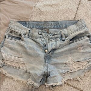 American Eagle Outfitters Women's Ripped Jean Shorts - Light Blue